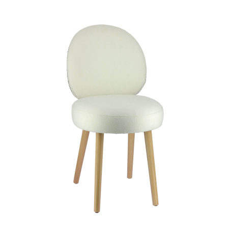 Chaise en tissu blanc avec pieds beiges - Severus
