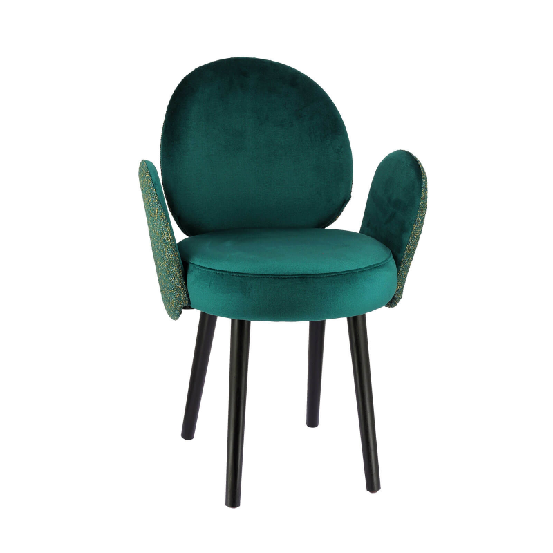 Fauteuil en tissu bleu avec pieds noirs - Severus