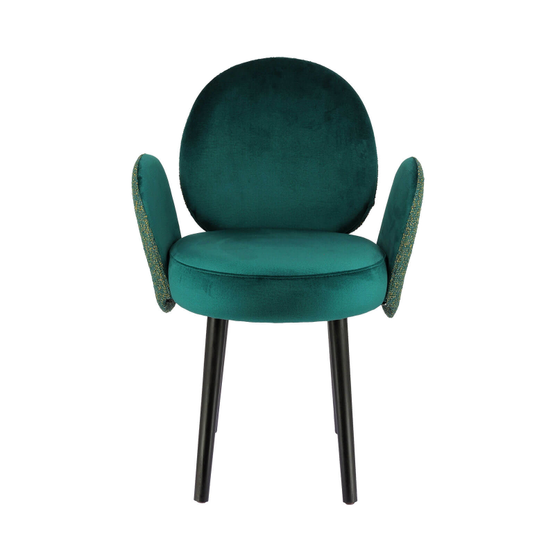 Fauteuil design avec assise en tissu bleu et structure noire - Severus