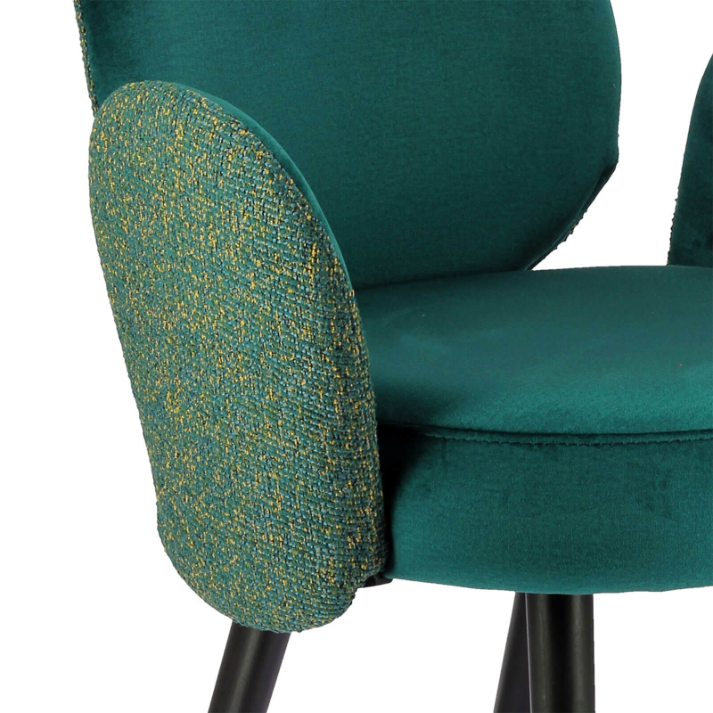 Fauteuil de salon en tissu bleu avec piètement noir robuste - Severus