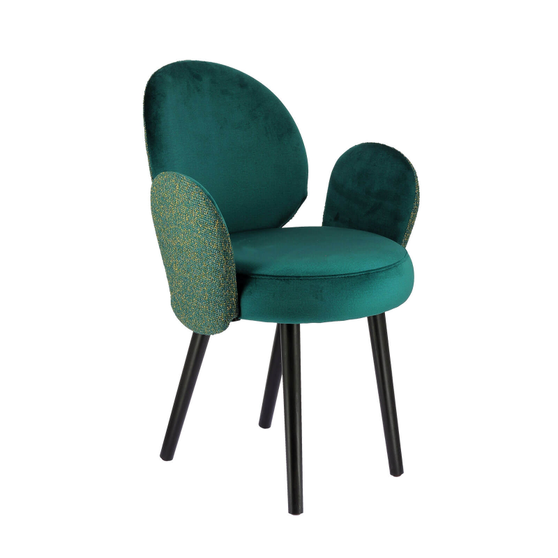 Fauteuil élégant en tissu bleu avec piètement noir - Severus