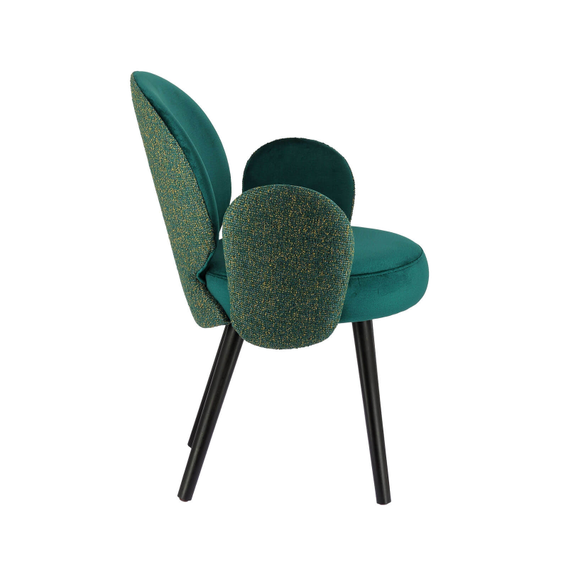 Fauteuil contemporain en tissu bleu avec pieds noirs - Severus