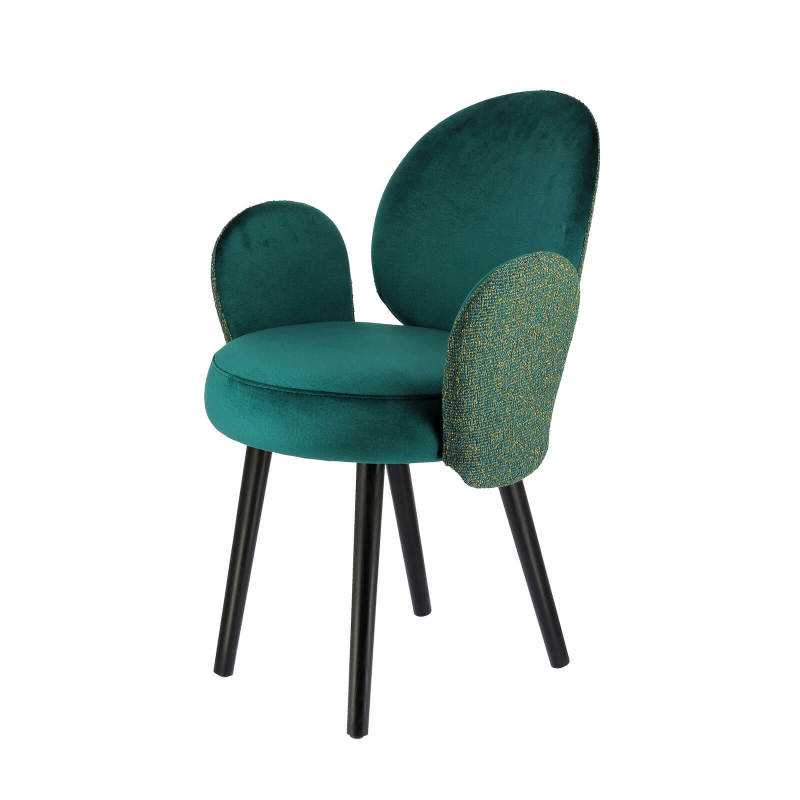 Fauteuil rembourré en tissu bleu avec structure noire - Severus