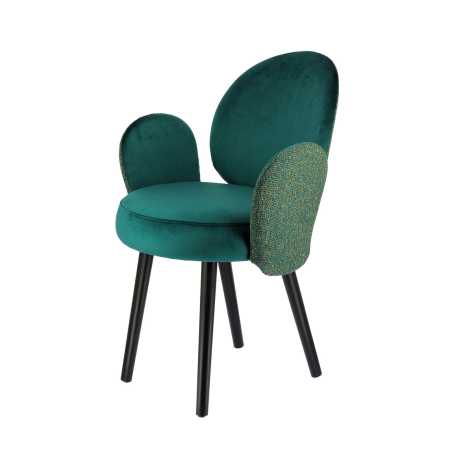 Fauteuil rembourré en tissu bleu avec structure noire - Severus