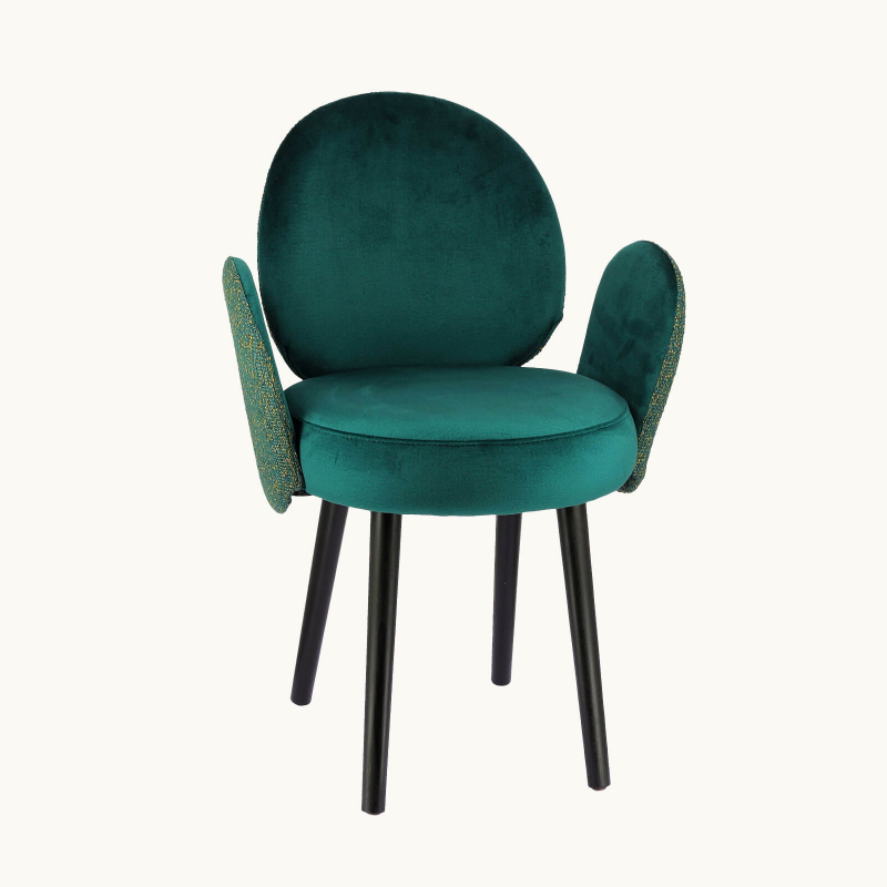 Fauteuil tendance en tissu bleu avec pieds noirs élégants - Severus