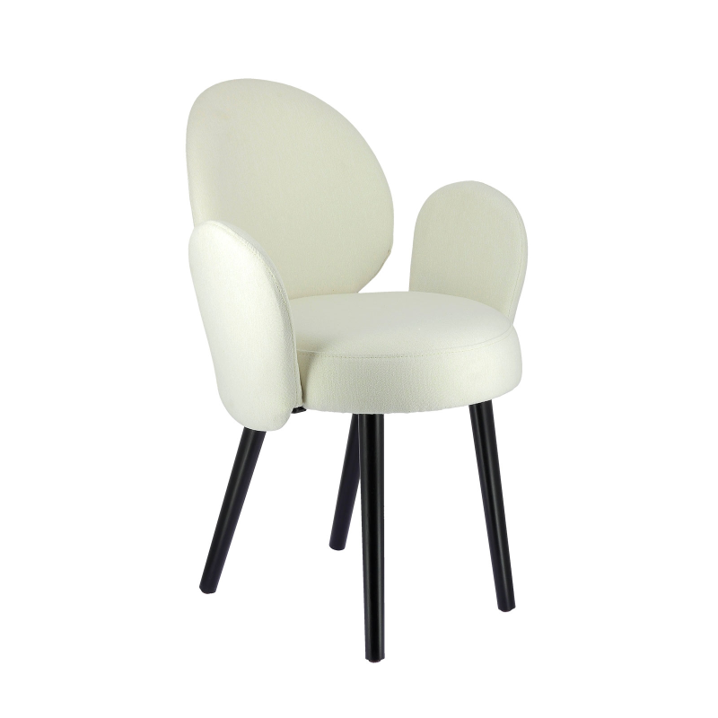 Fauteuil élégant en tissu blanc avec piètement noir - Severus