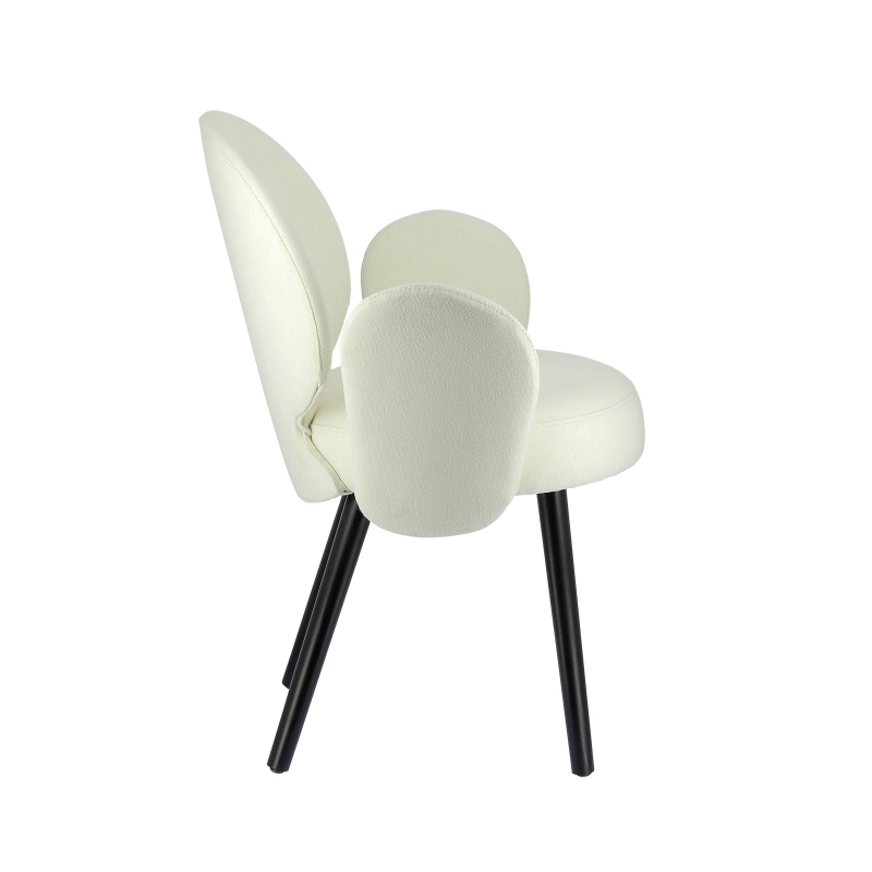 Fauteuil contemporain en tissu blanc avec pieds noirs - Severus