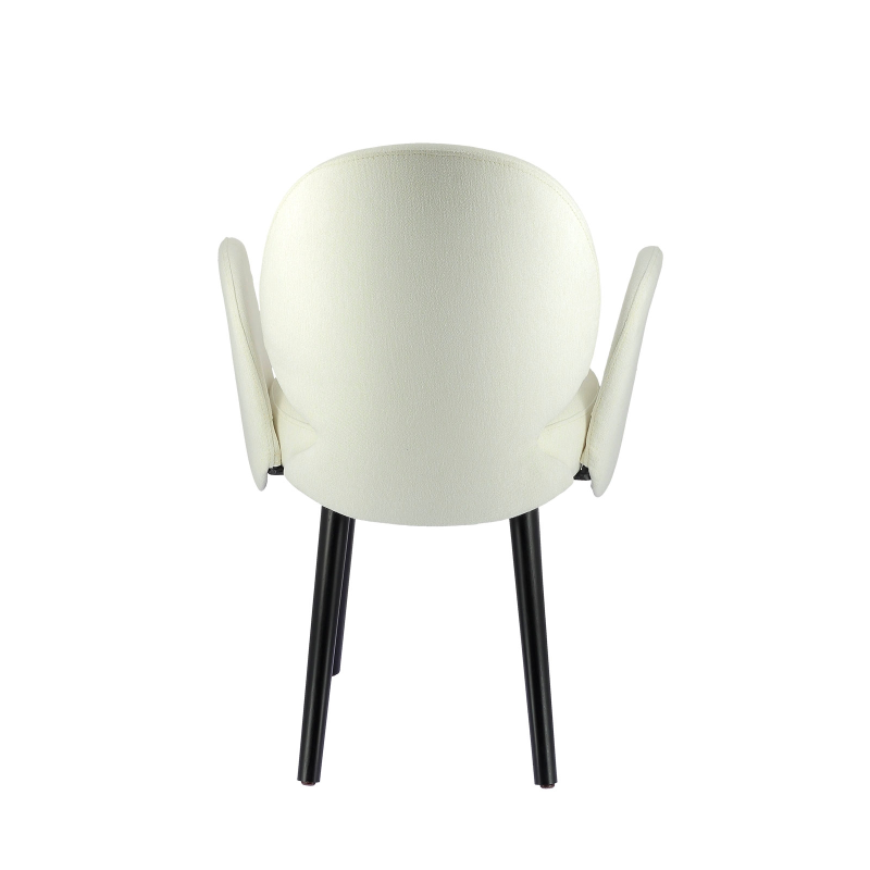 Fauteuil moderne avec revêtement en tissu blanc et pieds noirs - Severus