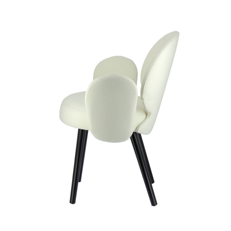 Fauteuil minimaliste en tissu blanc avec pieds noirs fins - Severus
