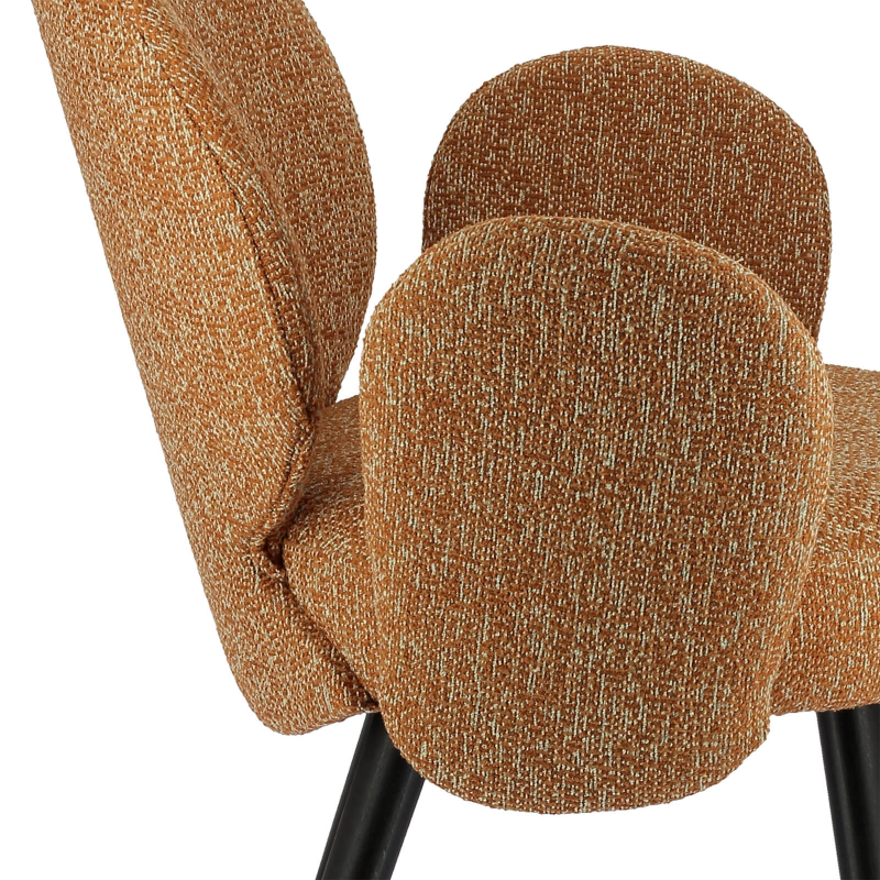 Fauteuil design avec assise en tissu marron et structure noire - Severus