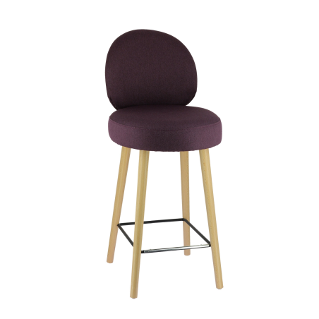 Tabouret en tissu violet avec pieds beiges - Severus