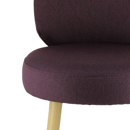 Tabouret de salon en tissu violet avec piètement beige robuste - Severus