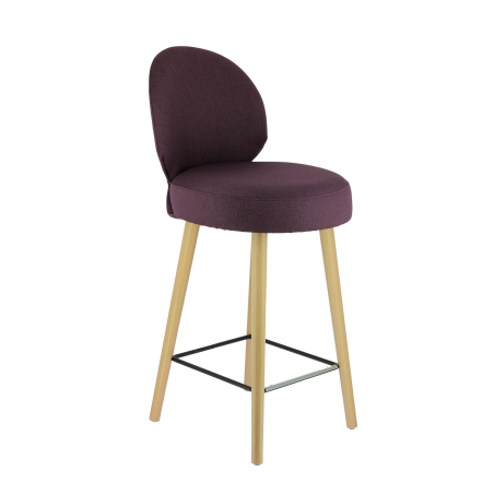 Tabouret élégant en tissu violet avec piètement beige - Severus
