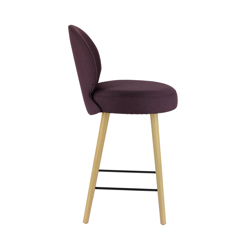 Tabouret contemporain en tissu violet avec pieds beiges - Severus