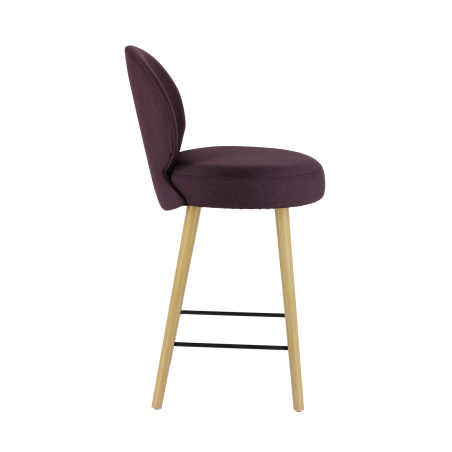 Tabouret contemporain en tissu violet avec pieds beiges - Severus