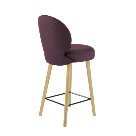 Tabouret minimaliste en tissu violet avec pieds beiges fins - Severus