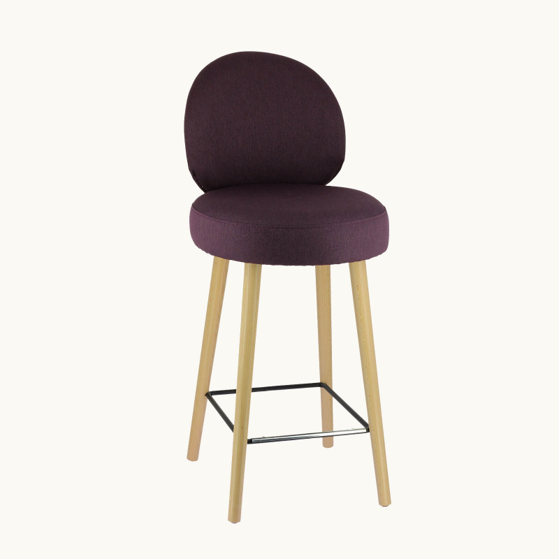 Tabouret tendance en tissu violet avec pieds beiges élégants - Severus