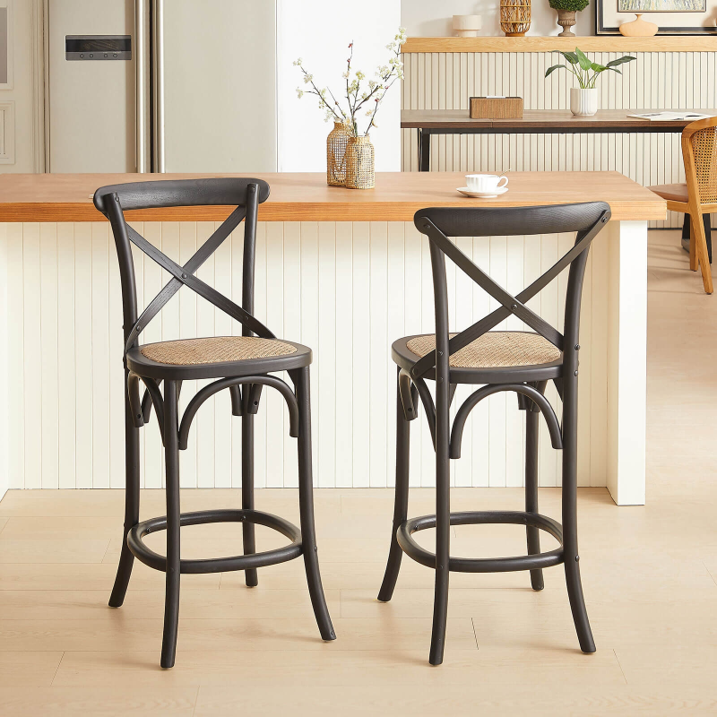 Tabouret haut style bistrot en bois noir - Cabaret