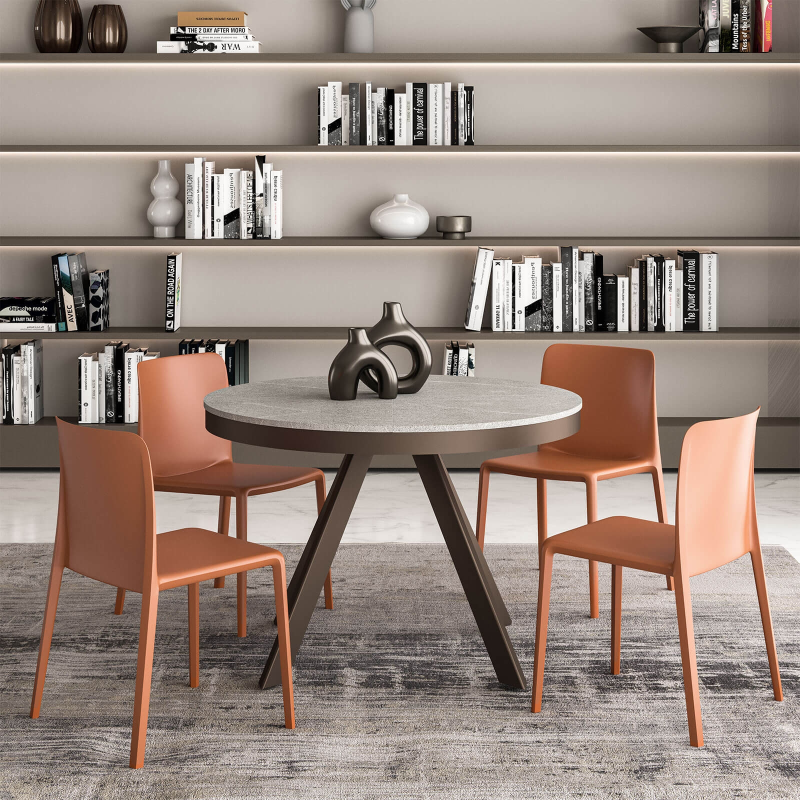 Table ronde design extensible avec pieds en métal - Petalo