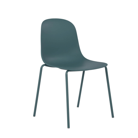 Chaise coque moderne empilable en polypropylène bleu avec pieds en métal - Lily
