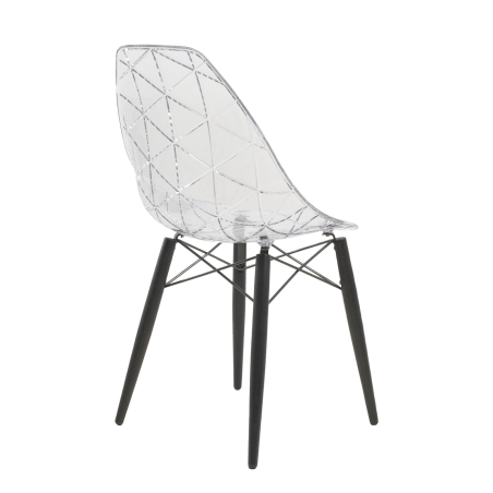 Chaise avec coque transparente et pieds en bois noir - Prisma