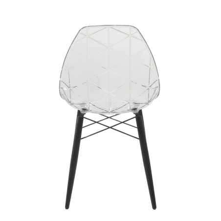 Chaise avec pieds en bois noir et coque transparente - Prisma