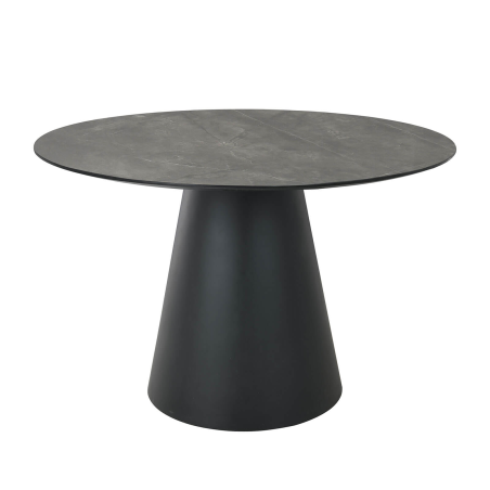 Table à manger ronde grise avec pied central noir - Emmy