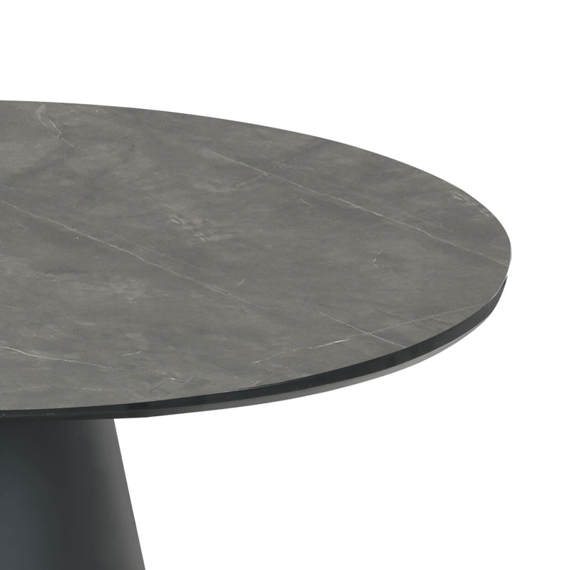 Table contemporaine ronde avec pied central noir - Emmy