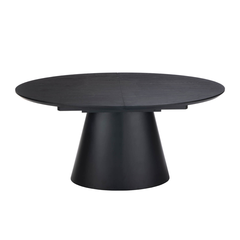 Table ovale extensible noire avec pied central - Ella