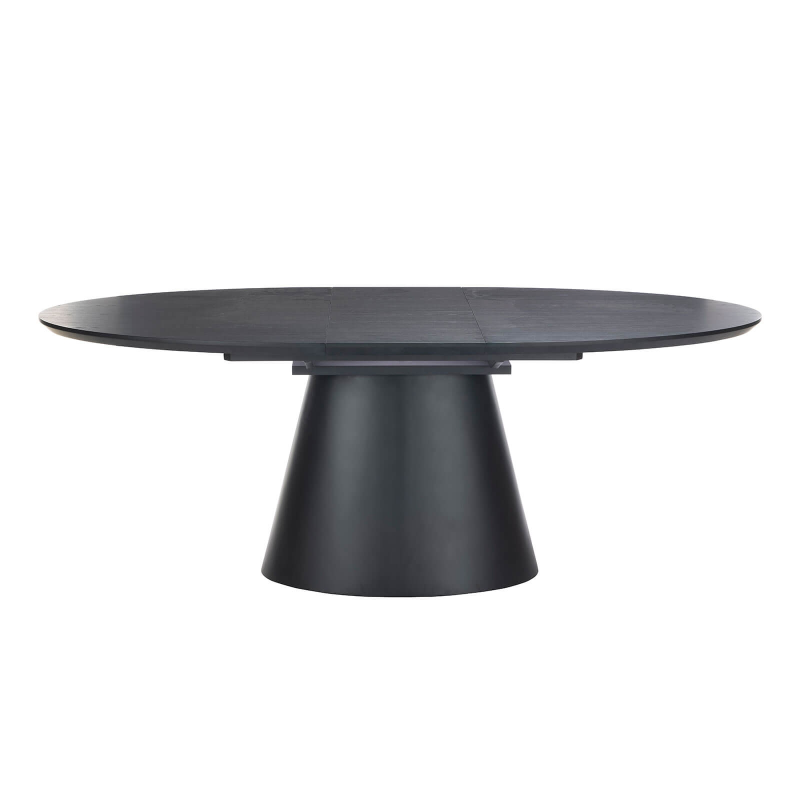 Table à manger extensible noire mat avec pied central - Ella