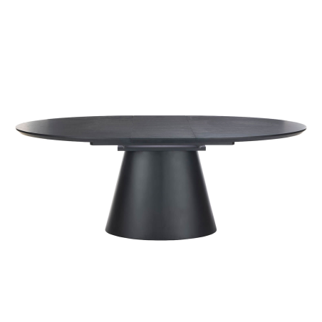Table à manger extensible noire mat avec pied central - Ella