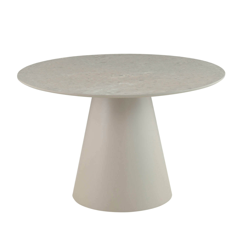 Table design avec plateau gris et pied beige - Emmy