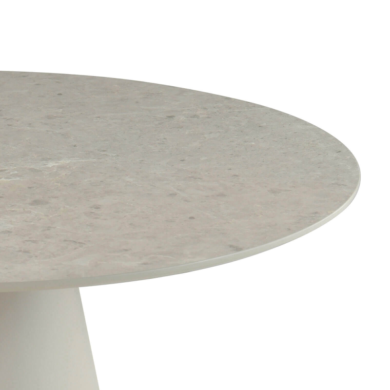 Table circulaire grise avec pied central beige - Emmy