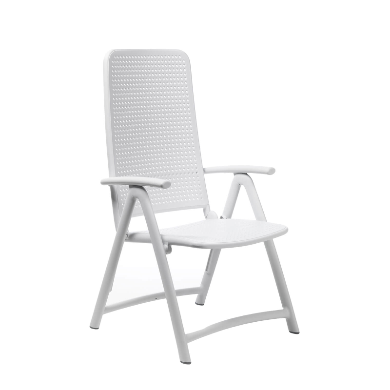 Fauteuil d'extérieur pliant et réglable en polypropylène blanc - Darsena