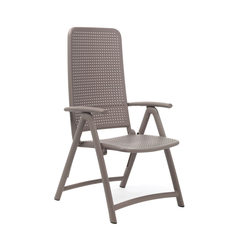 Fauteuil d'extérieur pliant et réglable en polypropylène taupe - Darsena