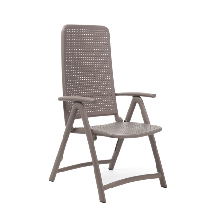 Fauteuil d'extérieur pliant et réglable en polypropylène taupe - Darsena