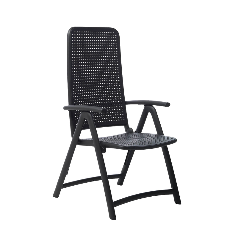 Fauteuil d'extérieur pliant et réglable en polypropylène anthracite - Darsena