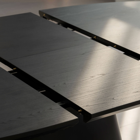 Table moderne ovale extensible noire avec pied central - Ella