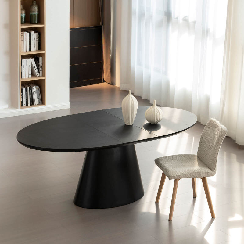 Table design extensible ovale avec pied noir mat - Ella