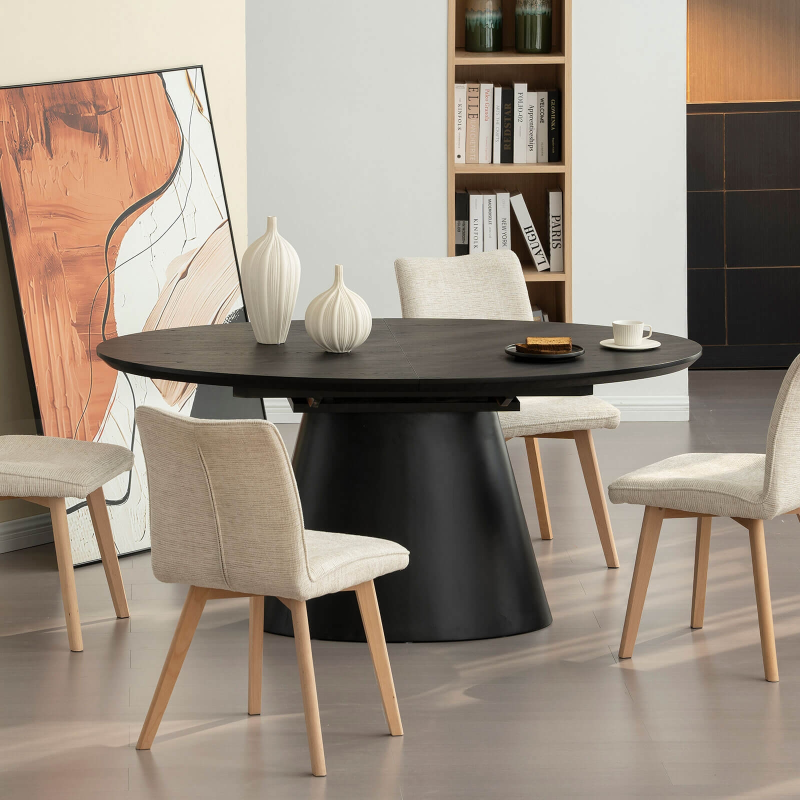 Table design ovale extensible avec pied central - Ella