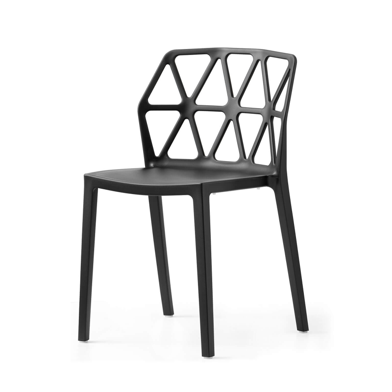 Chaise de jardin design empilable en polypropylène noir - Alchemia Connubia