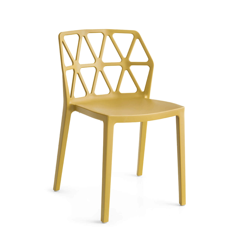 Chaise de jardin design empilable en polypropylène moutarde - Alchemia Connubia