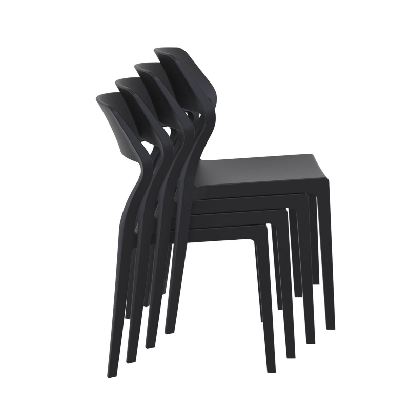 Chaise d'extérieur empilable design en polypropylène noir - Snow
