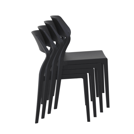 Chaise d'extérieur empilable design en polypropylène noir - Snow