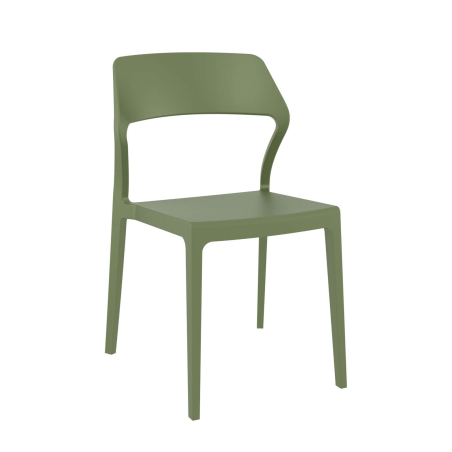 Chaise de jardin design en plastique vert olive empilable - Snow