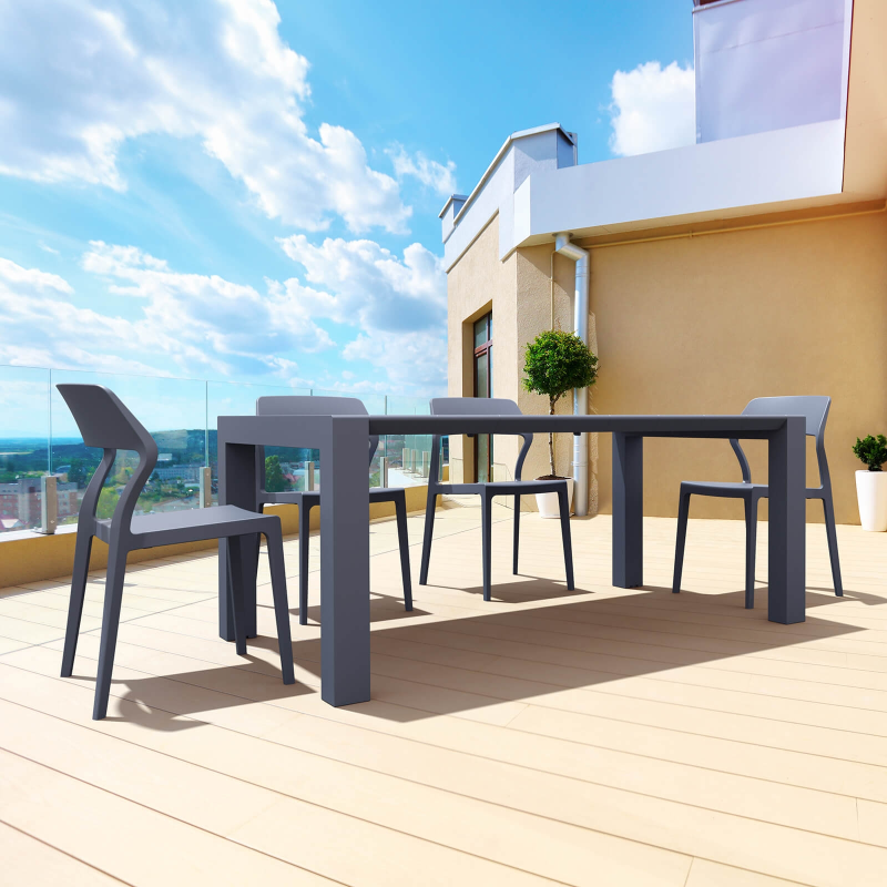 Chaise d'extérieur empilable design en polypropylène gris foncé - Snow