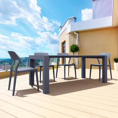 Chaise d'extérieur empilable design en polypropylène gris foncé - Snow