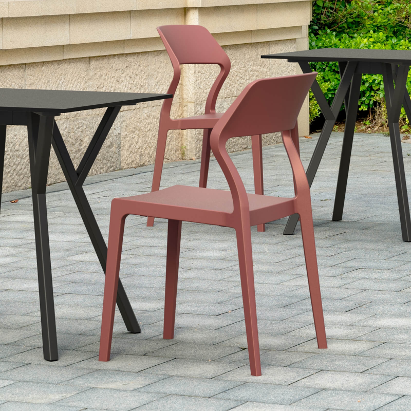 Chaise d'extérieur empilable design en polypropylène marsala - Snow