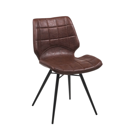 Chaise design marron vintage inspiration vintage avec pieds en métal noir - Iberis