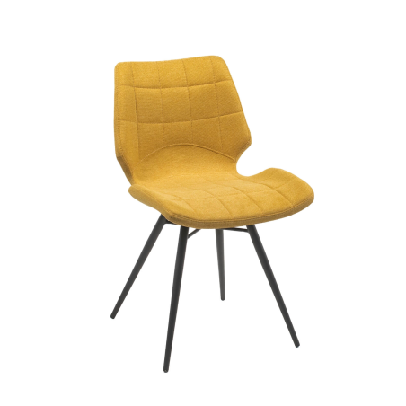 Chaise rétro jaune en tissu matelassée - Iberis